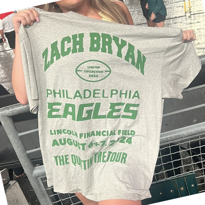 Zach Bryan 2024 The Quittin Time Tour Gray Eag T-shirt