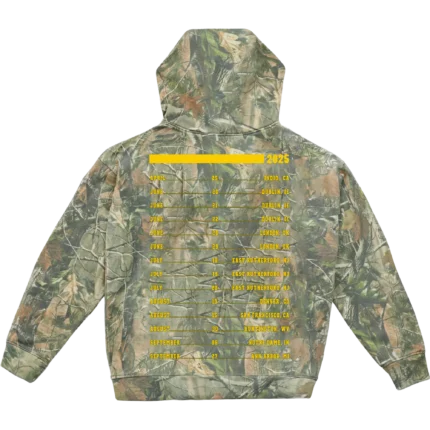 "ZB Logo Camo Hoodie featuring camo pattern and Zach Bryan ZB logo, unisex cotton-poly blend hoodie for fans and casual wear"