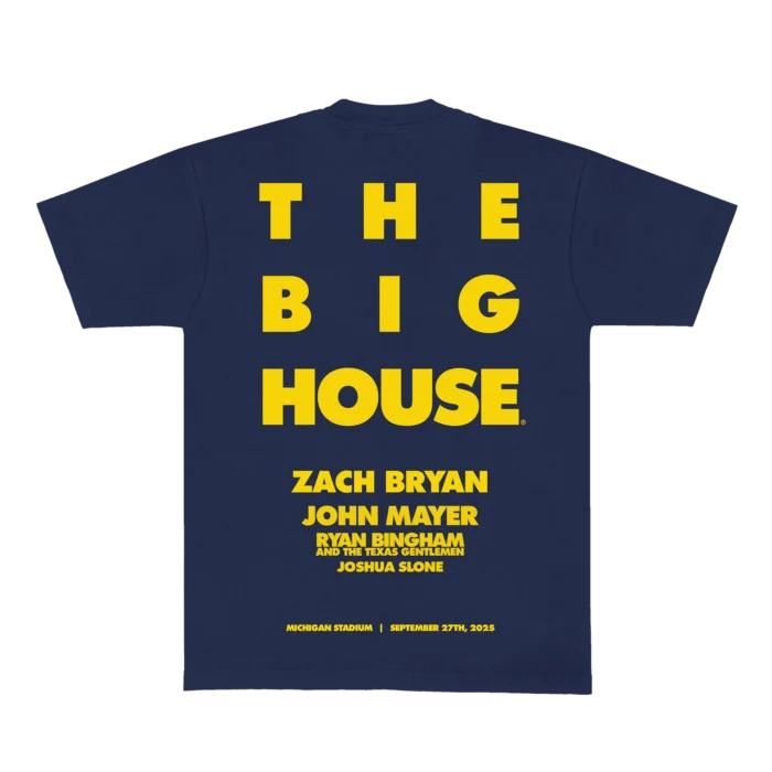 ZB Big House Tee – Navy | Zach Bryan x University of Michigan Show Collection