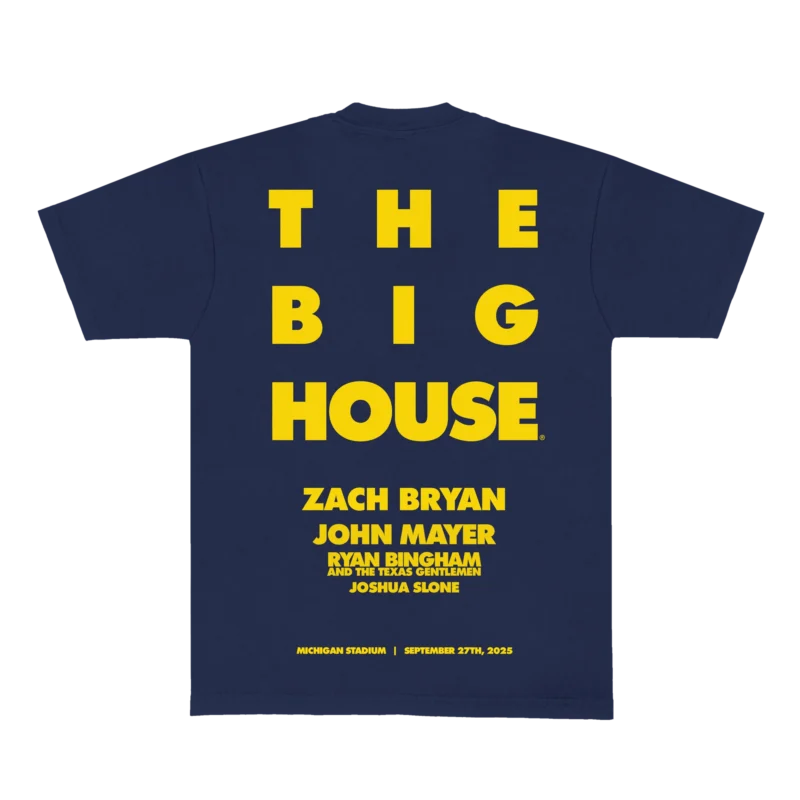 ZB Big House Tee – Navy | Zach Bryan x University of Michigan Show Collection