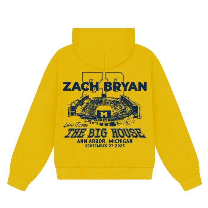 ZB Go Blue Hoodie – Yellow | Zach Bryan Michigan Show Collection
