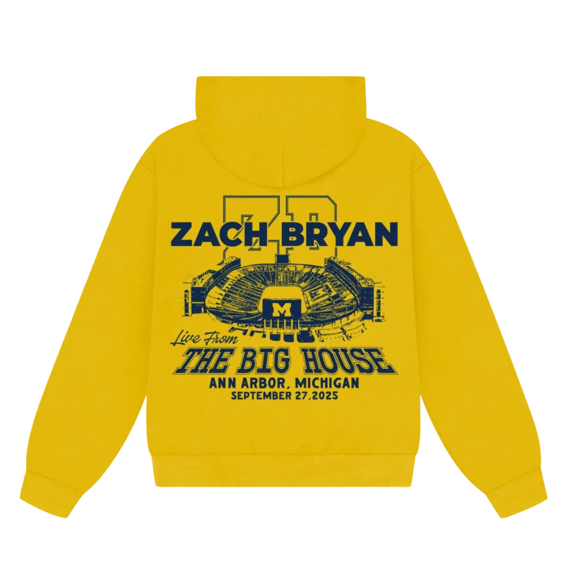 ZB Go Blue Hoodie – Yellow | Zach Bryan Michigan Show Collection
