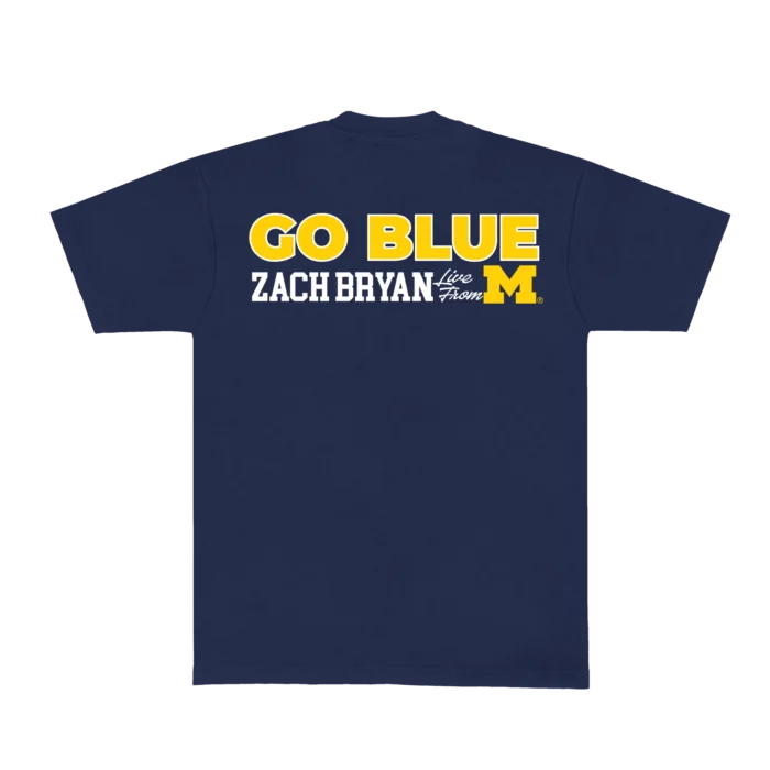 Zach Bryan Go Blue Tee – Navy | Michigan Show Collection T-Shirt