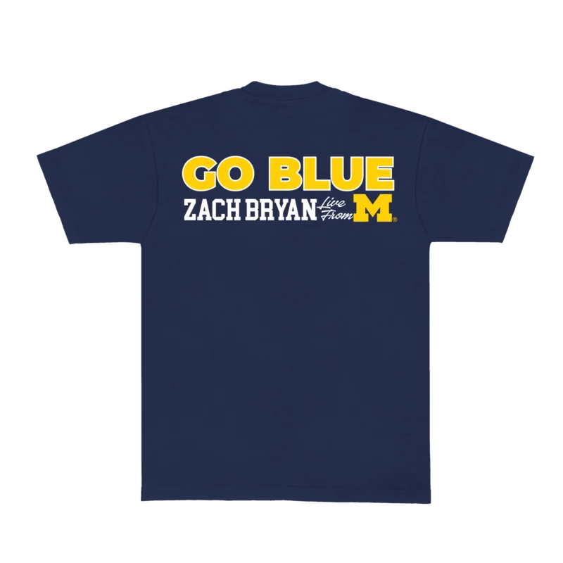 Zach Bryan Go Blue Tee – Navy | Michigan Show Collection T-Shirt