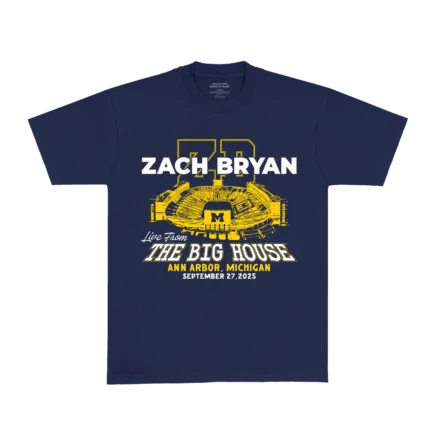 Zach Bryan Go Blue Tee – Navy | Michigan Show Collection T-Shirt