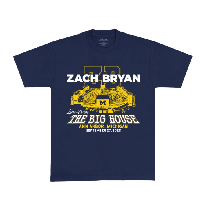 Zach Bryan Go Blue Tee – Navy | Michigan Show Collection T-Shirt
