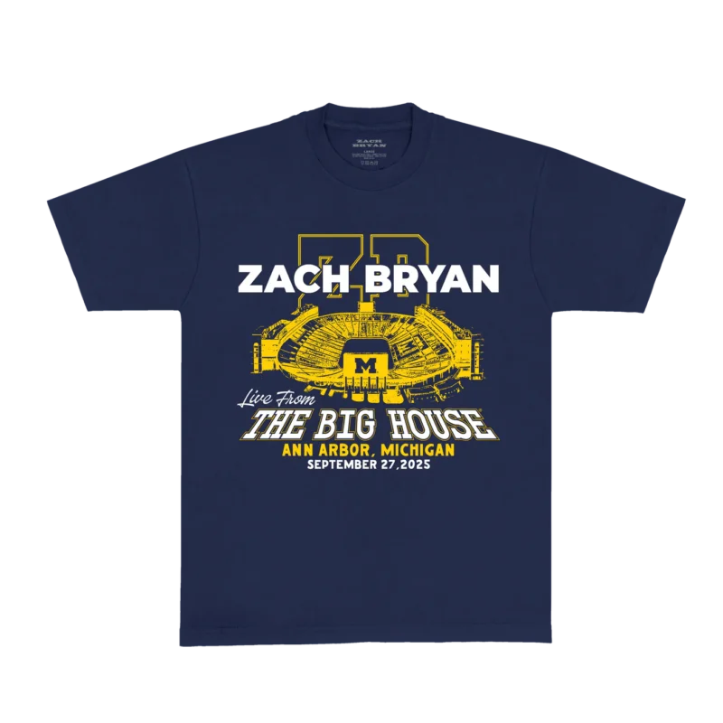 Zach Bryan Go Blue Tee – Navy | Michigan Show Collection T-Shirt