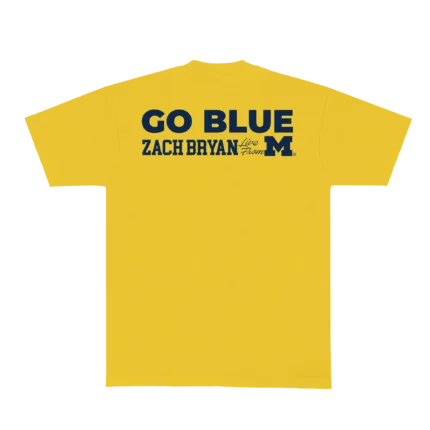 Zach Bryan Go Blue Tee – Yellow | Michigan Show Collection T-Shirt