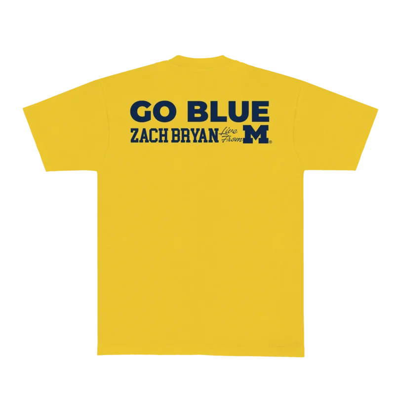 Zach Bryan Go Blue Tee – Yellow | Michigan Show Collection T-Shirt