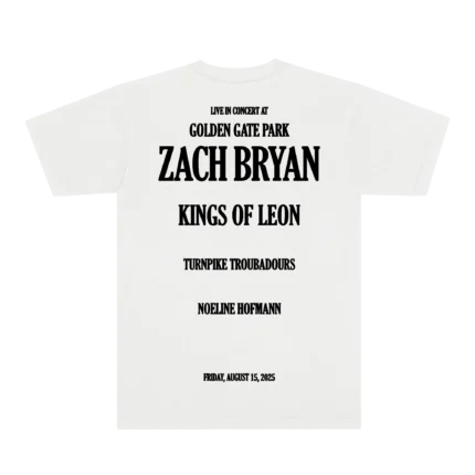 Zach Bryan Golden Gate Park Bridge Tee – black cotton T-shirt featuring Golden Gate Bridge artwork and official Zach Bryan logo