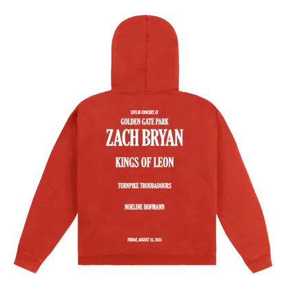 Zach Bryan Golden Gate Park Hoodie – black pullover hoodie featuring Golden Gate Bridge artwork and official Zach Bryan logo