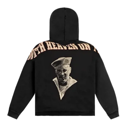 Zach Bryan With Heaven On Tour Vintage Portrait Graphic Pullover Hoodie featuring a detailed portrait print, premium fleece fabric, and a comfortable unisex fit.