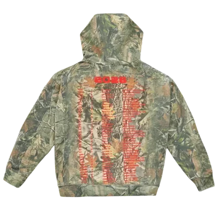 Zach Bryan 2026 Tour Camo Hoodie featuring With Heaven On Tour graphics, camouflage design, premium fleece fabric, and a comfortable unisex fit.