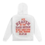 Zach Bryan With Heaven On Tour White Vintage Concert Pullover Hoodie featuring retro concert graphics, premium fleece fabric, and a comfortable unisex fit.