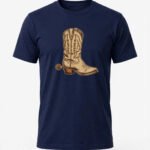Men's Western Boot Graphic T-Shirt - Navy Blue