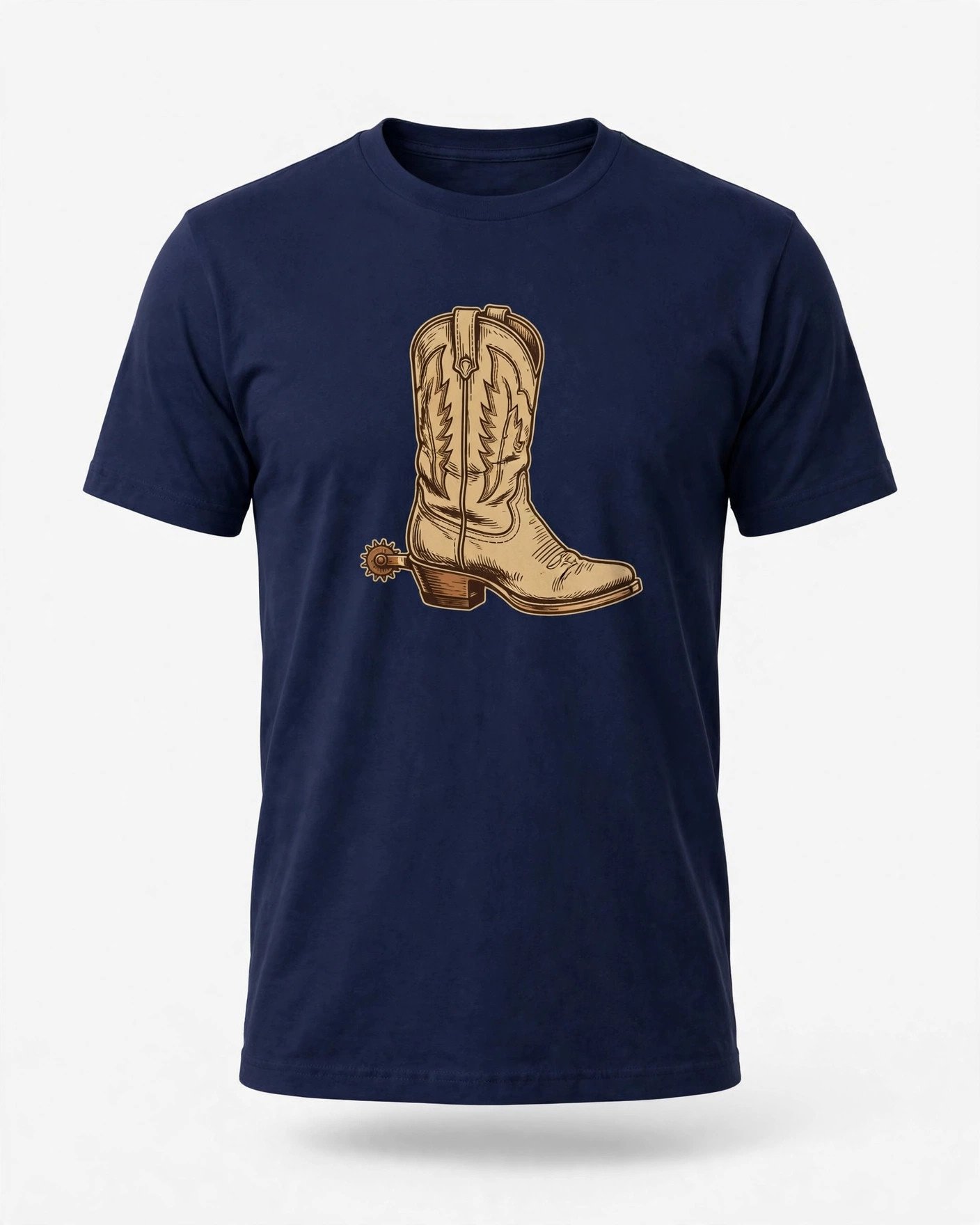 zb-shirt-navy-boot Men's Western Boot Graphic T-Shirt - Navy Blue - Image 1