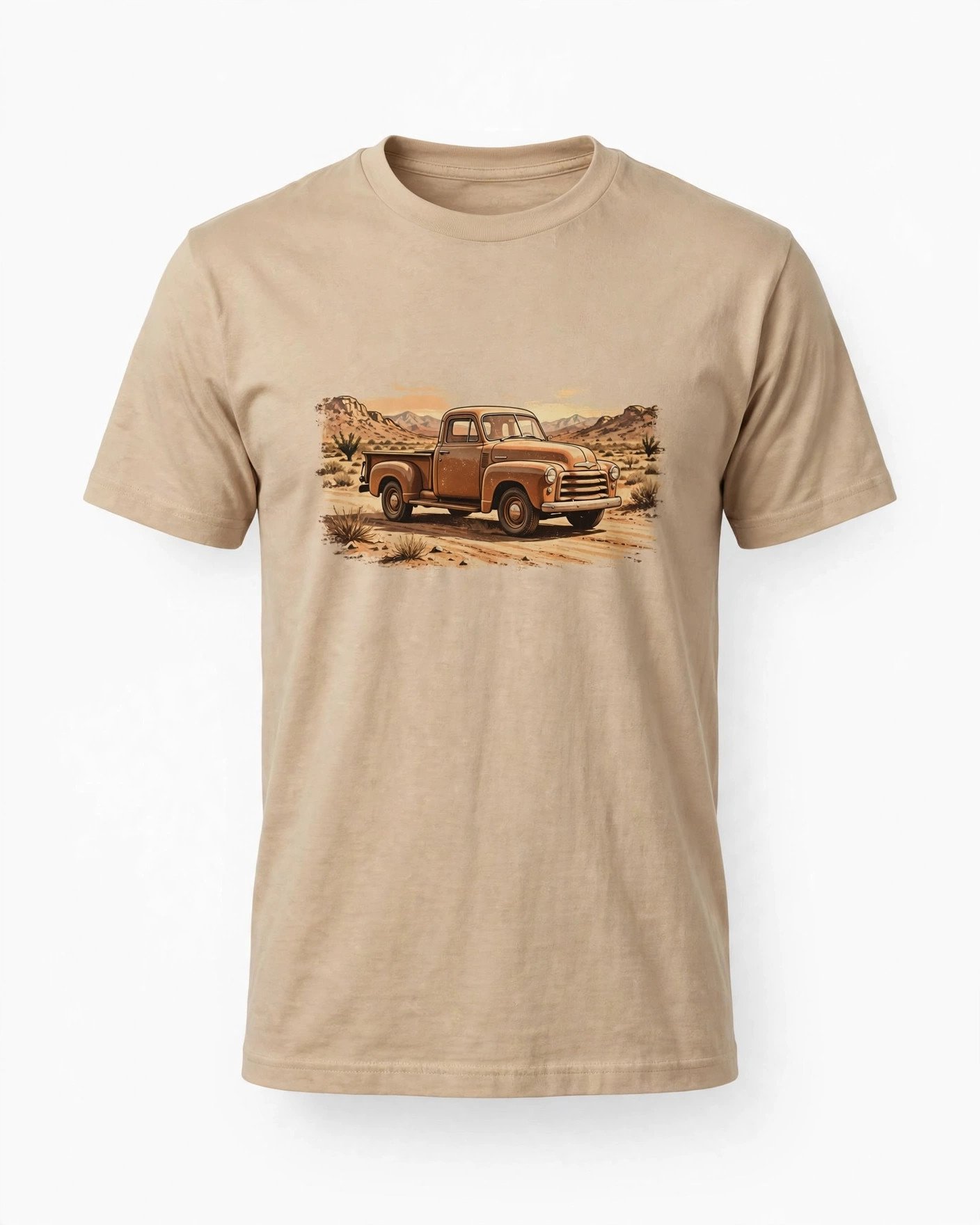 zb-shirt-sand-pickup Men's Vintage Pickup Graphic T-Shirt - Sand - Image 1